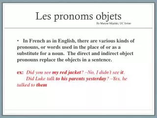 Les pronoms objets