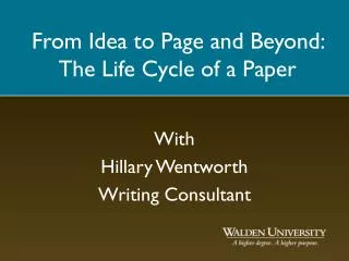 From Idea to Page and Beyond: The Life Cycle of a Paper
