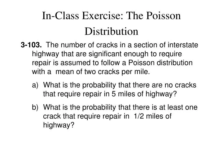 in class exercise the poisson distribution