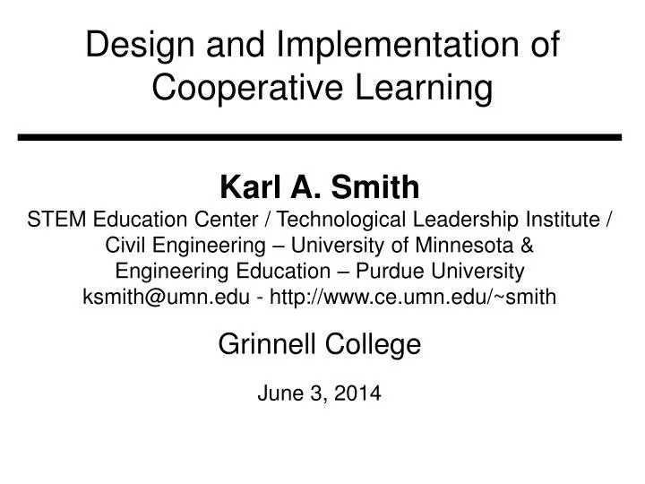 design and implementation of cooperative learning