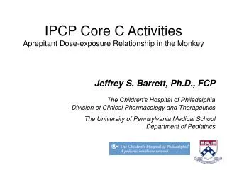 IPCP Core C Activities Aprepitant Dose-exposure Relationship in the Monkey