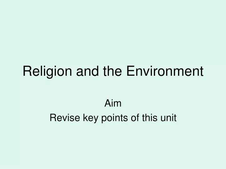 religion and the environment