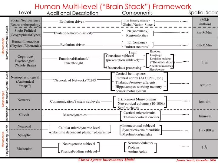 human multi level brain stack framework