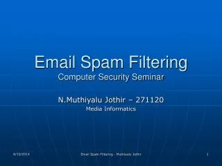 Email Spam Filtering Computer Security Seminar