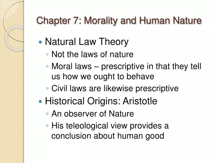 chapter 7 morality and human nature