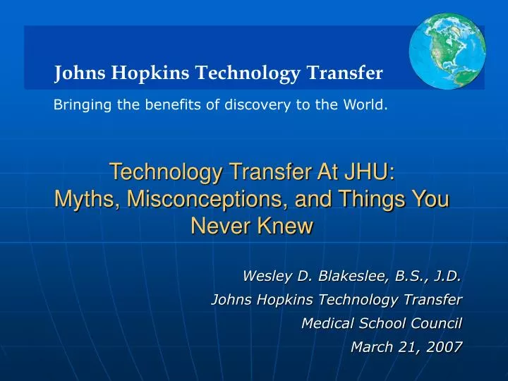 technology transfer at jhu myths misconceptions and things you never knew