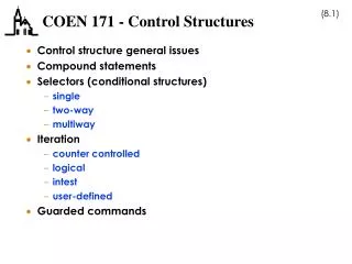 COEN 171 - Control Structures