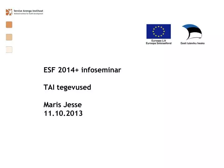 esf 2014 infoseminar tai tegevused maris jesse 11 10 2013