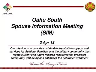 Oahu South Spouse Information Meeting (SIM) 3 Apr 13