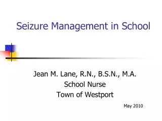 Seizure Management in School