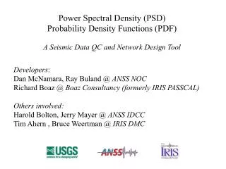 Power Spectral Density (PSD) Probability Density Functions (PDF)