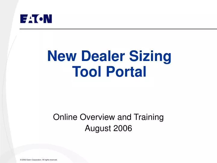 new dealer sizing tool portal