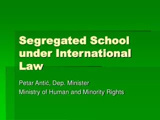 Segregated School under International Law