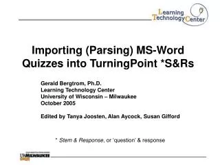 Importing (Parsing) MS-Word Quizzes into TurningPoint *S&amp;Rs
