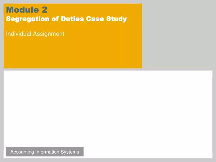 module 2 segregation of duties case study individual assignment