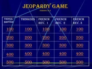Jeopardy Game Version 10.2