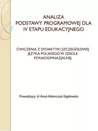 analiza podstawy programowej dla iv etapu edukacyjnego