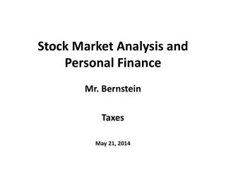 Stock Market Analysis and Personal Finance