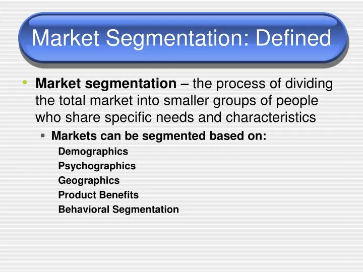 market segmentation defined