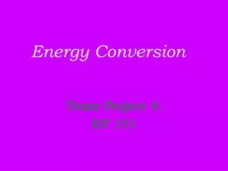 Energy Conversion