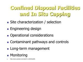 Confined Disposal Facilities and In Situ Capping
