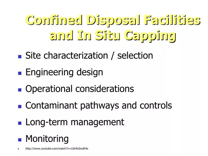 confined disposal facilities and in situ capping