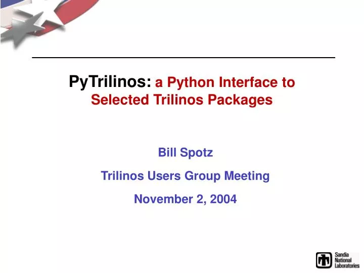 pytrilinos a python interface to selected trilinos packages