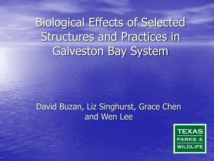 biological effects of selected structures and practices in galveston bay system