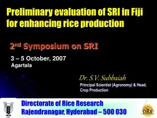2 nd Symposium on SRI