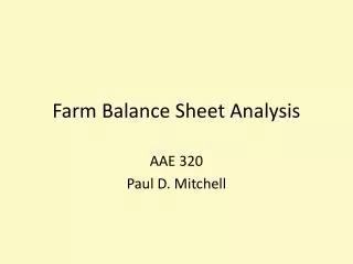 Farm Balance Sheet Analysis