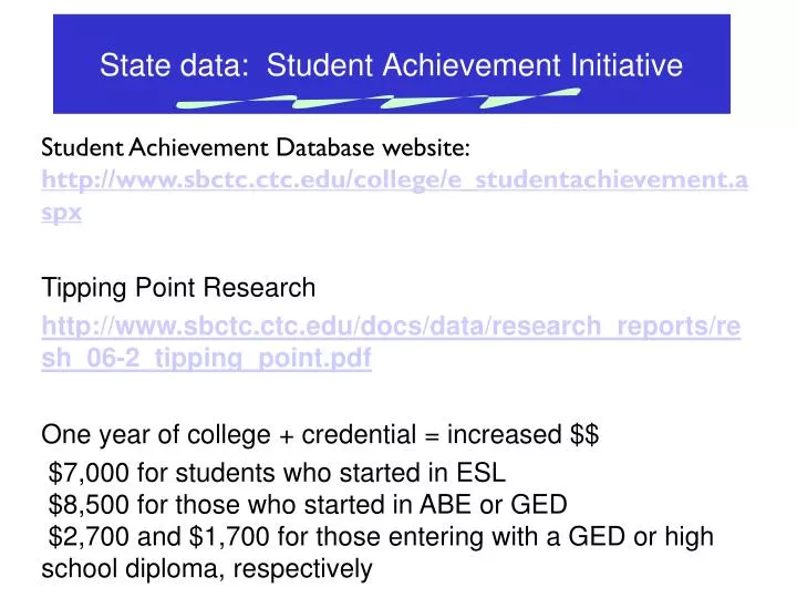 state data student achievement initiative