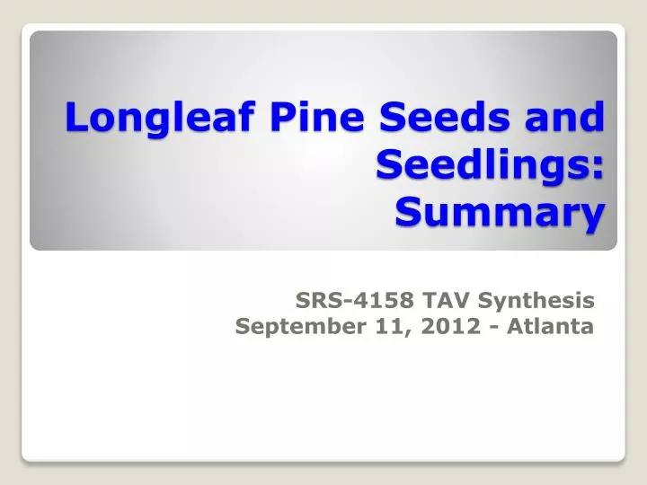 longleaf pine seeds and seedlings summary