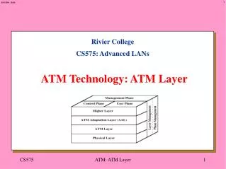 Rivier College CS575: Advanced LANs ATM Technology: ATM Layer
