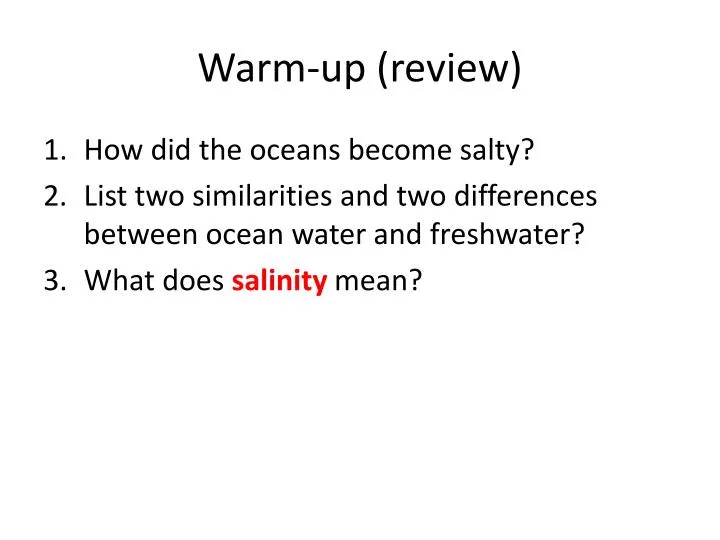 warm up review