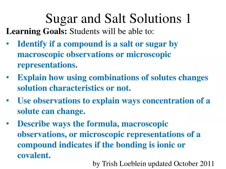 sugar and salt solutions 1