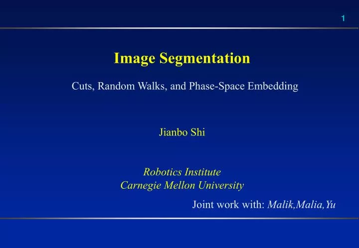 image segmentation jianbo shi robotics institute carnegie mellon university
