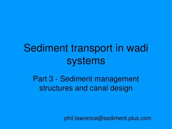 sediment transport in wadi systems