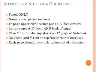 Interactive Notebook Guidelines