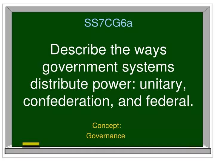 ss7cg6a describe the ways government systems distribute power unitary confederation and federal
