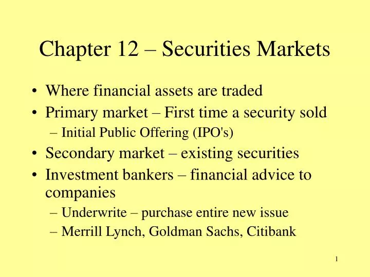 chapter 12 securities markets