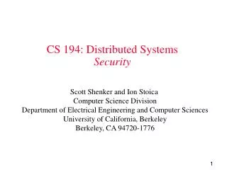 CS 194: Distributed Systems Security