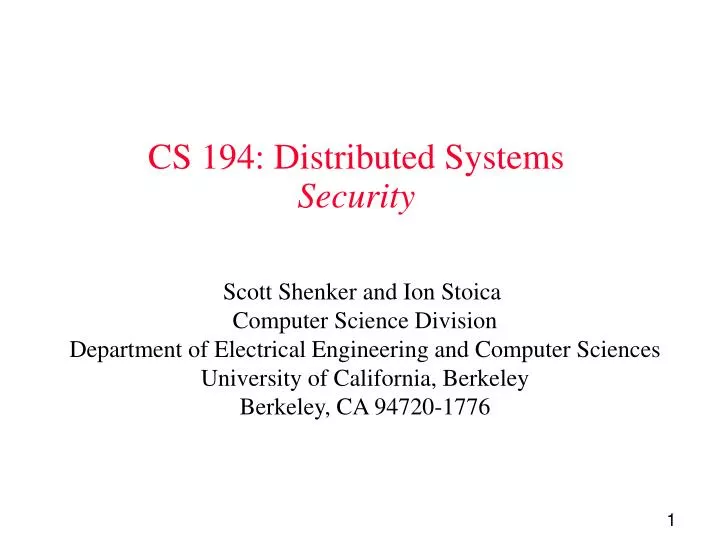 cs 194 distributed systems security