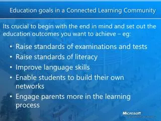 Education goals in a Connected Learning Community