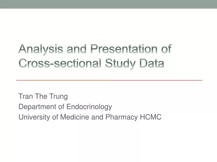 analysis and presentation of cross sectional s tudy d ata