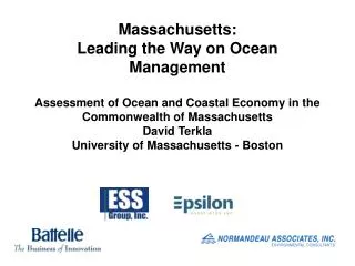An Assessment of the Coastal and Marine Economies of Massachusetts