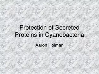 Protection of Secreted Proteins in Cyanobacteria