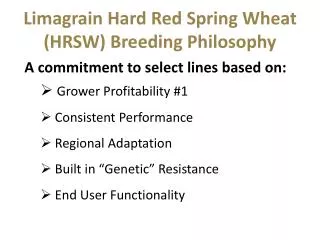 Limagrain Hard Red Spring Wheat (HRSW) Breeding Philosophy