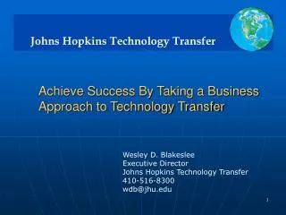 Achieve Success By Taking a Business Approach to Technology Transfer