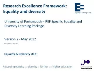 Research Excellence Framework: Equality and diversity