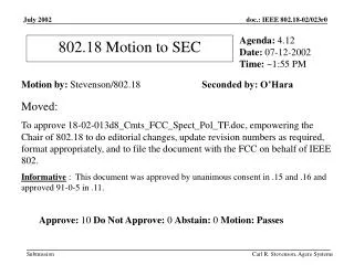 802.18 Motion to SEC